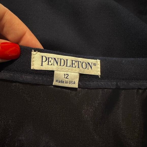 Pendleton Virgin‎ Wool Navy Straight Skirt 12 Made in USA Preppy Academia - Picture 5 of 7